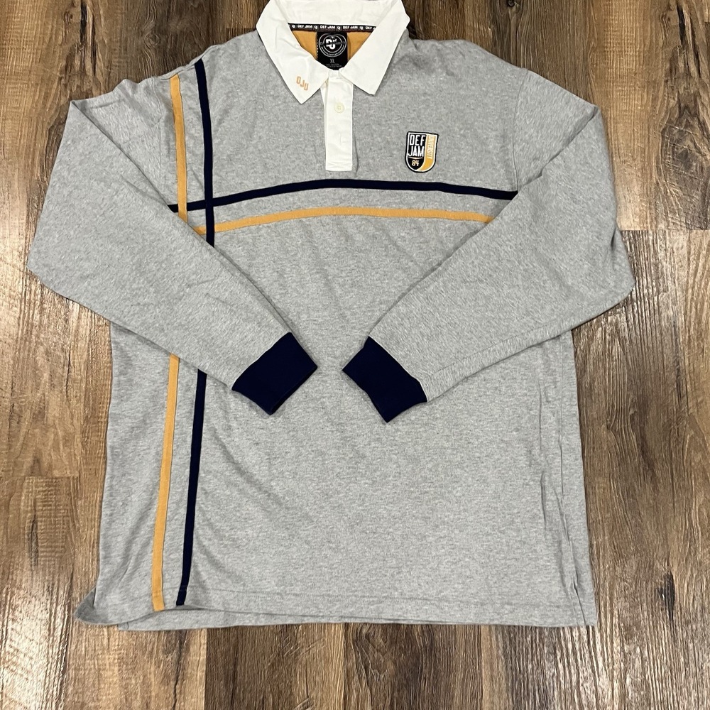 Vintage Def Jam University Colorblock Striped Rugby Shirt Y2K XL View 3